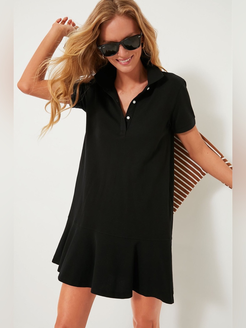 Tuckernuck Black Pique May Polo Dress Size S